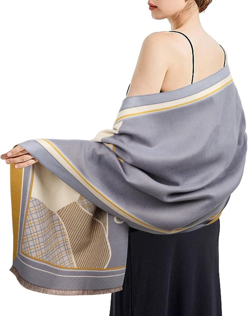 EXTREE Scarfs for Women Pashmina Silky Shawl Wrap for Evening Dressing Blanket Open Front Poncho Cape - Image 5